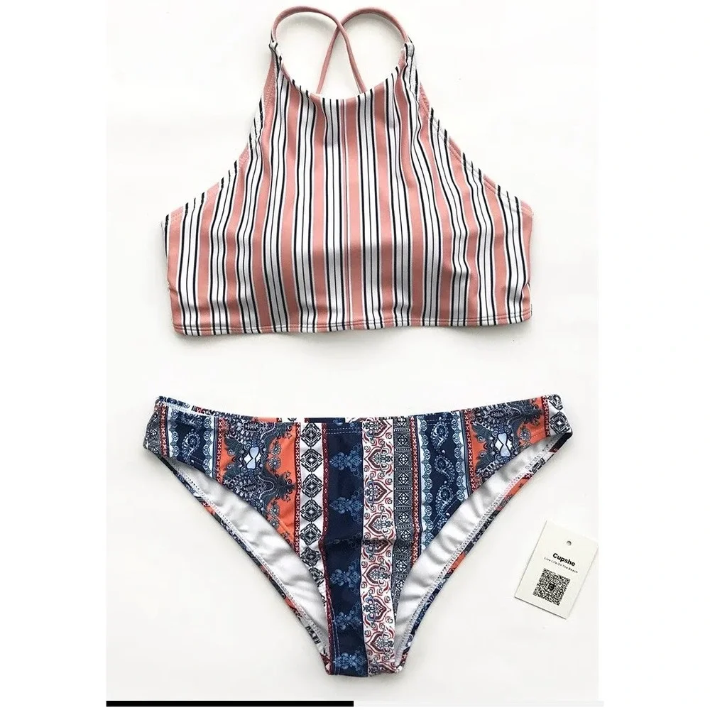 Cupshe Redolent Of The‎ Ocean Tank Bikini Set size M